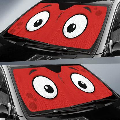 Red Slight Surprised Cartoon Eyes Car Auto Sunshades