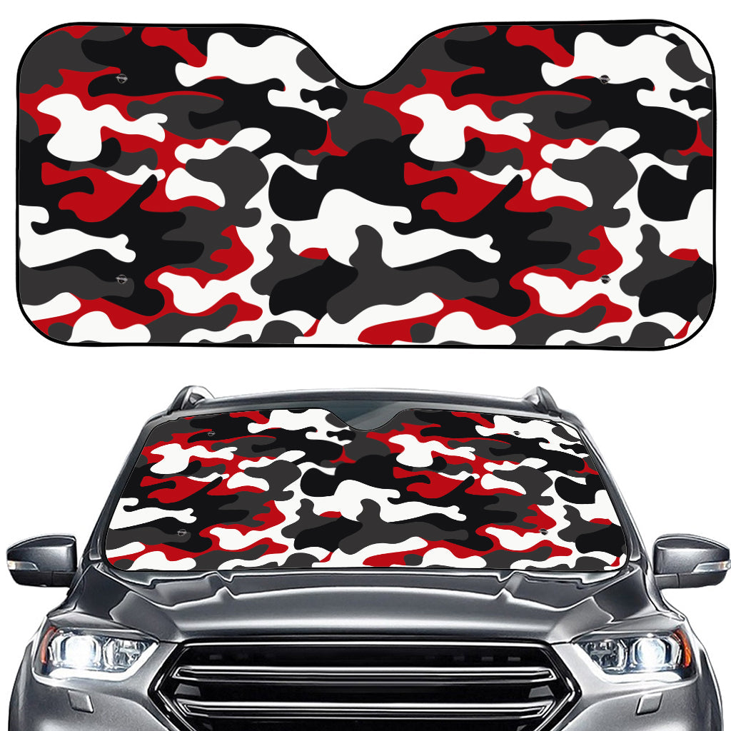 Red Snow Camouflage Print Car Windshield Sun Shade