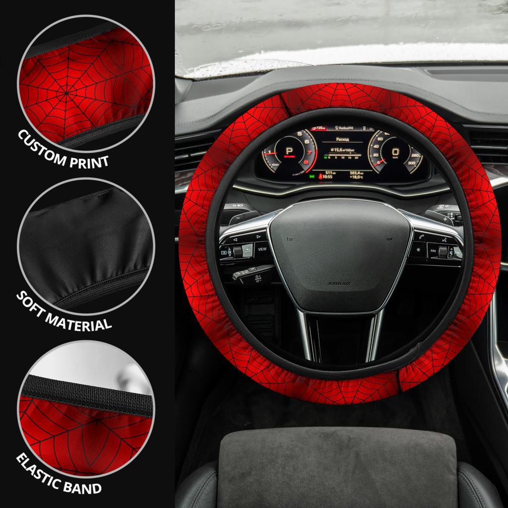 Red Spider Man Custom Car Steering Wheel Cover