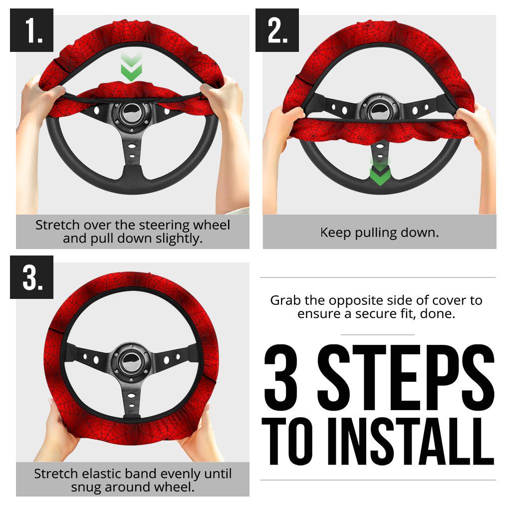 Red Spider Man Custom Car Steering Wheel Cover