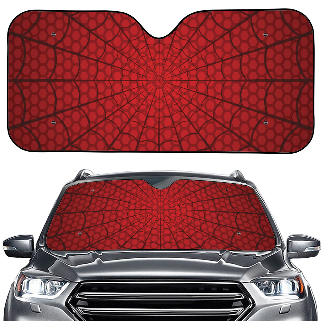 Red Spider Web Print Car Windshield Sun Shade