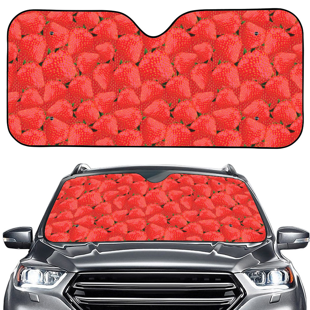 Red Strawberry Pattern Print Car Windshield Sun Shade