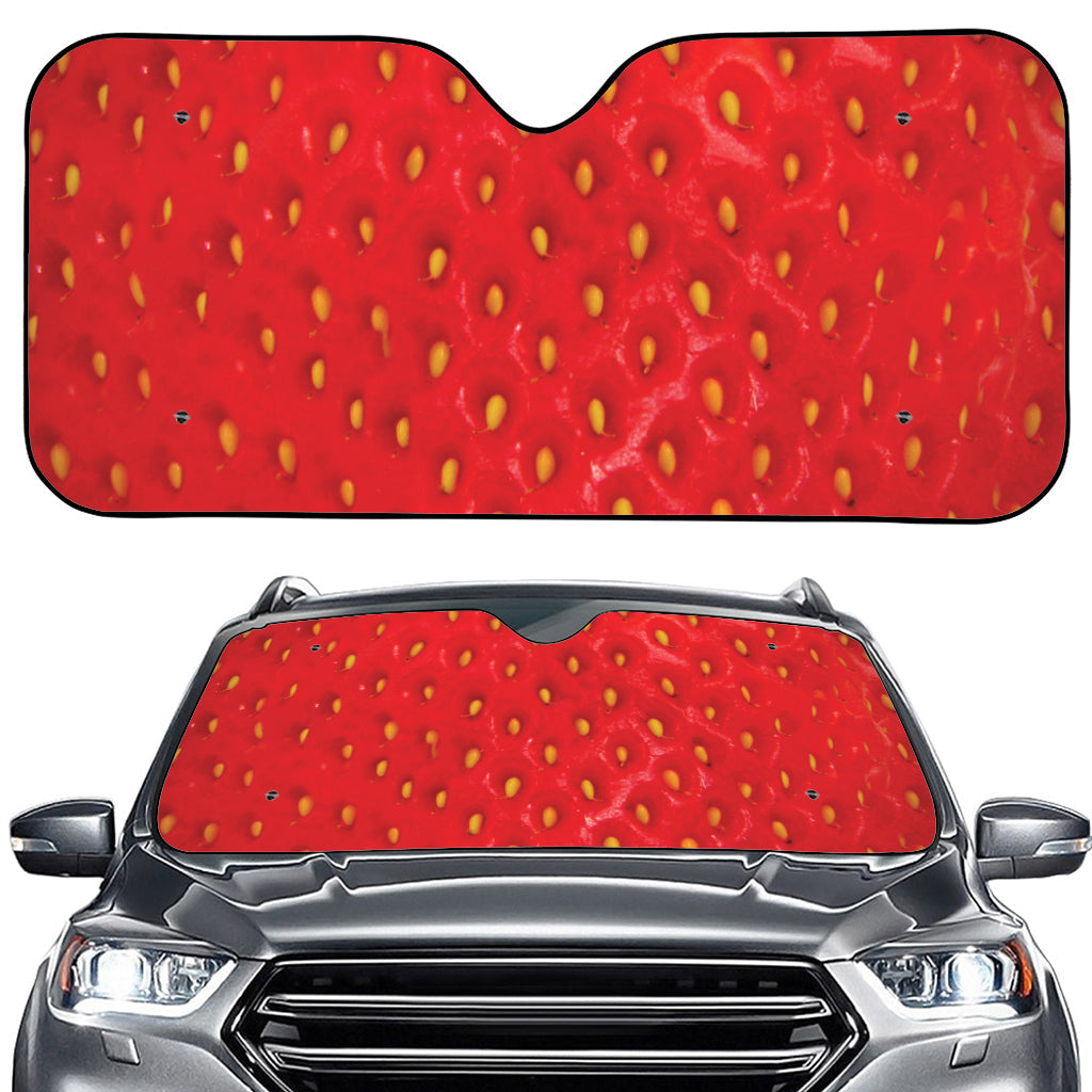 Red Strawberry Print Car Windshield Sun Shade