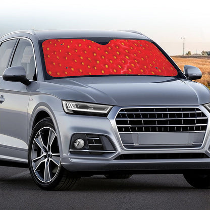 Red Strawberry Print Car Windshield Sun Shade
