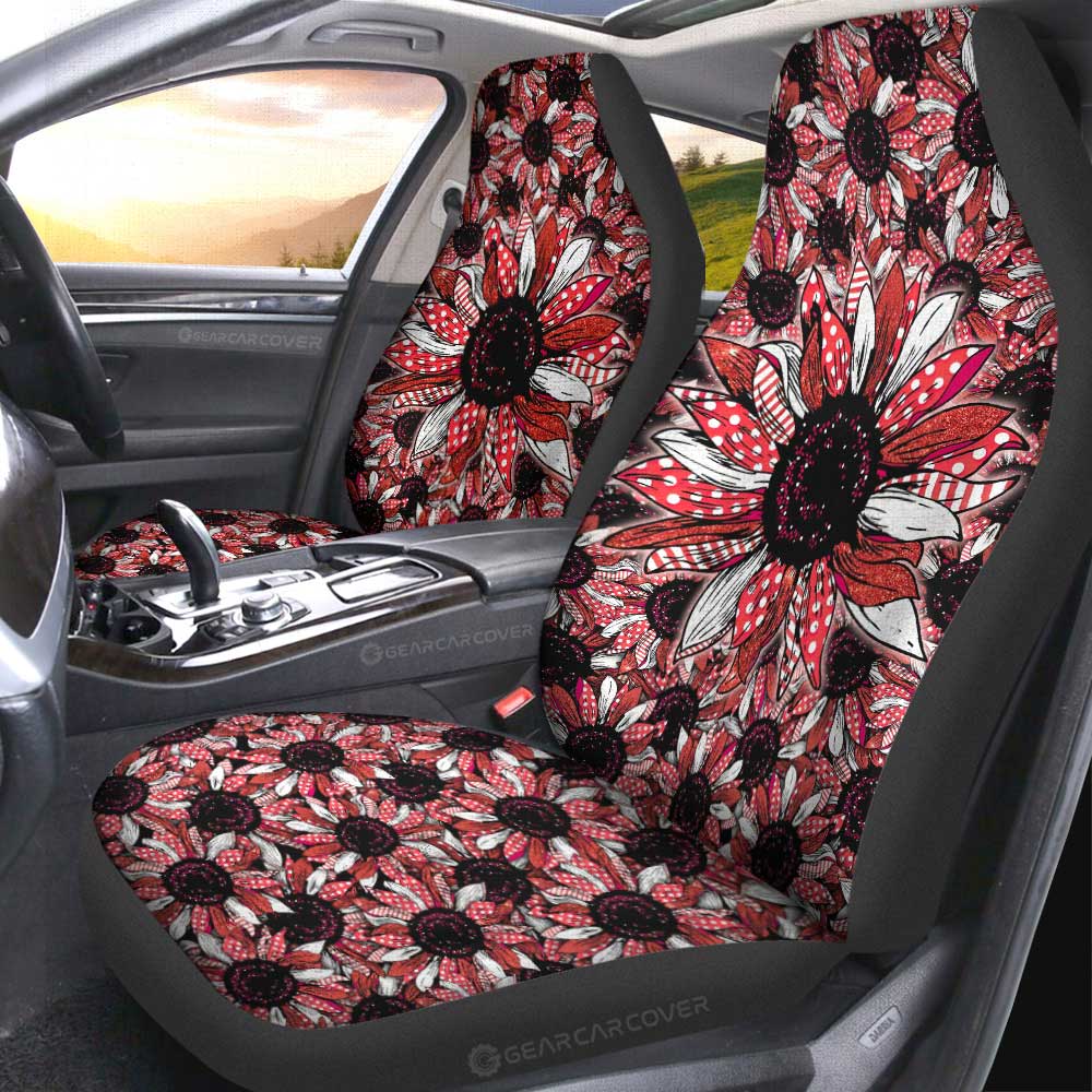 Red Sunflower Car Seat Covers Custom Car Accessories