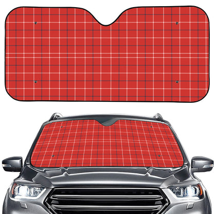 Red Tattersall Pattern Print Car Windshield Sun Shade