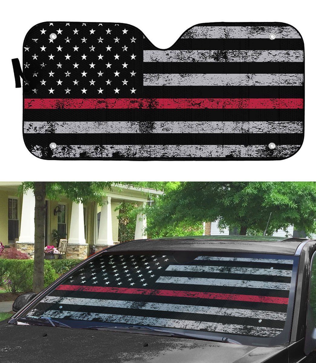 Gearhuman 3D Red Thin Line Auto Sunshade