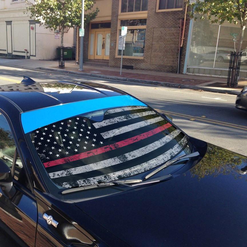 Gearhuman 3D Red Thin Line Auto Sunshade