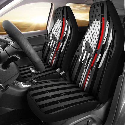 Red Thin Line Punisher Car Seat Covers Set Of 2 Universal Fit 234910