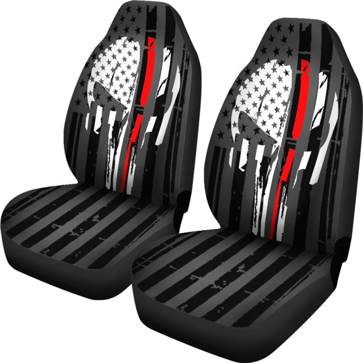 Red Thin Line Punisher Car Seat Covers Set Of 2 Universal Fit 234910
