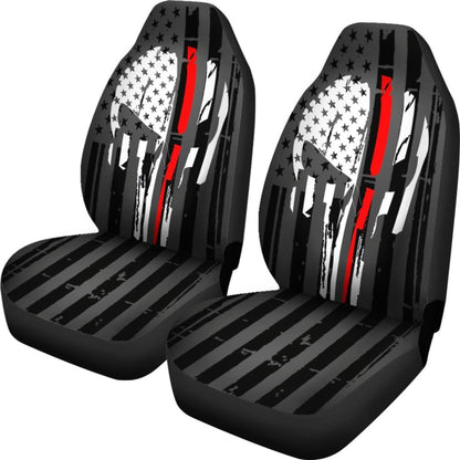 Red Thin Line Punisher Car Seat Covers Set Of 2 Universal Fit 234910