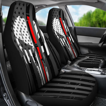 Red Thin Line Punisher Car Seat Covers Set Of 2 Universal Fit 234910