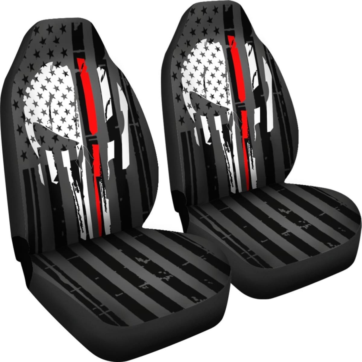 Red Thin Line Punisher Car Seat Covers Set Of 2 Universal Fit 234910
