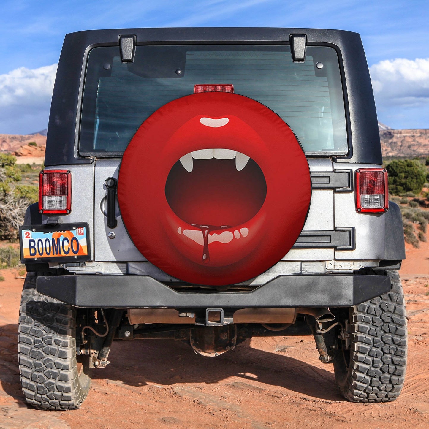 Red Vampire Slip Mouth Spare Tire Cover