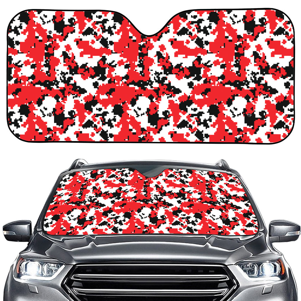 Red White And Black Digital Camo Print Car Windshield Sun Shade