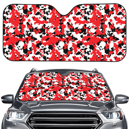 Red White And Black Digital Camo Print Car Windshield Sun Shade