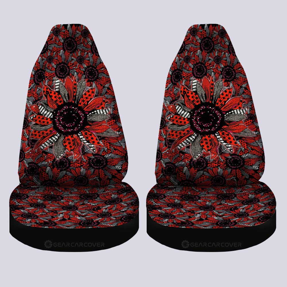 Red and Black Glitter Polka Dot Sunflower Car Seat Covers Custom
