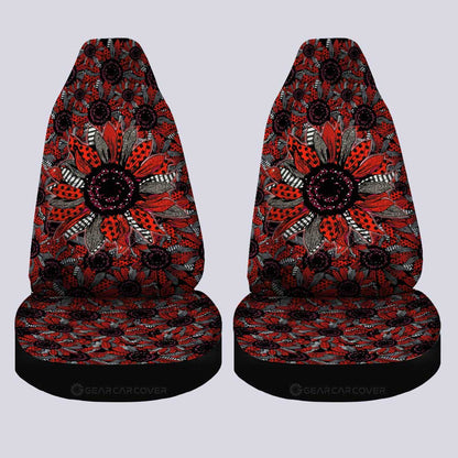 Red and Black Glitter Polka Dot Sunflower Car Seat Covers Custom