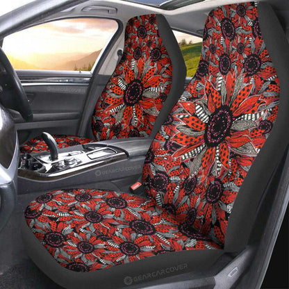 Red and Black Glitter Polka Dot Sunflower Car Seat Covers Custom
