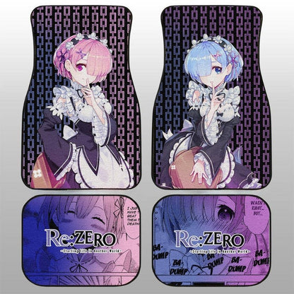 Rem And Ram Car Floor Mats Custom ReZero Anime Car Accessories