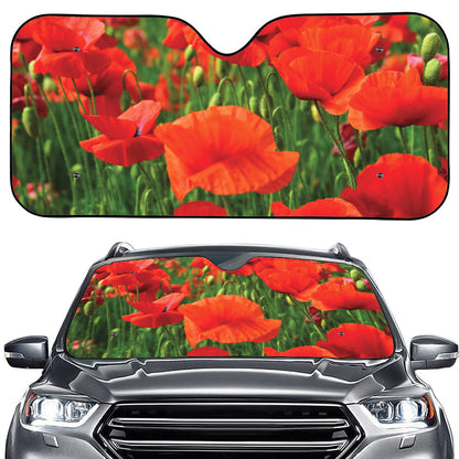 Remembrance Day Poppy Print Car Windshield Sun Shade
