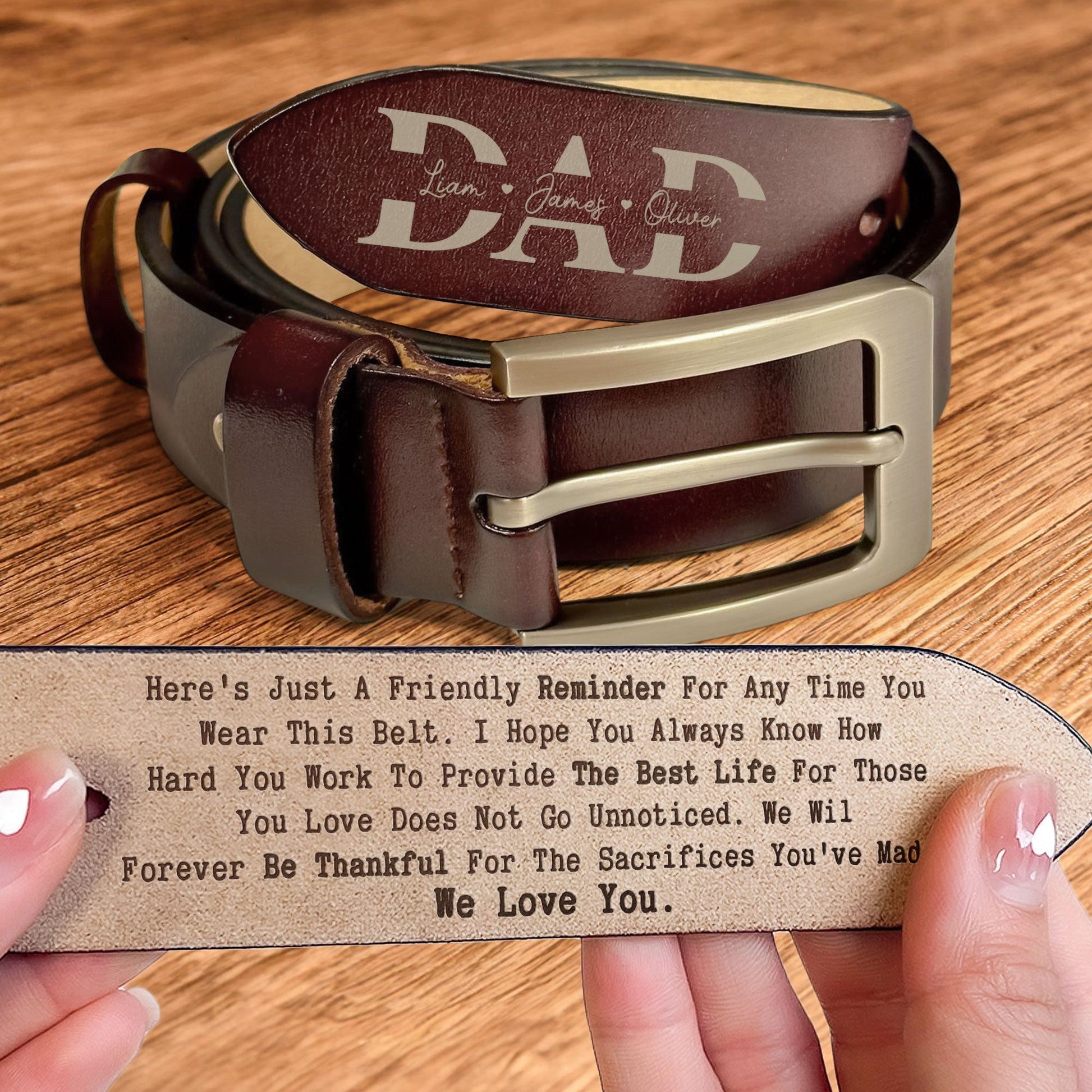 Reminder For Any Time You Wear This Belt For Dad - Personalized Engraved Leather Belt