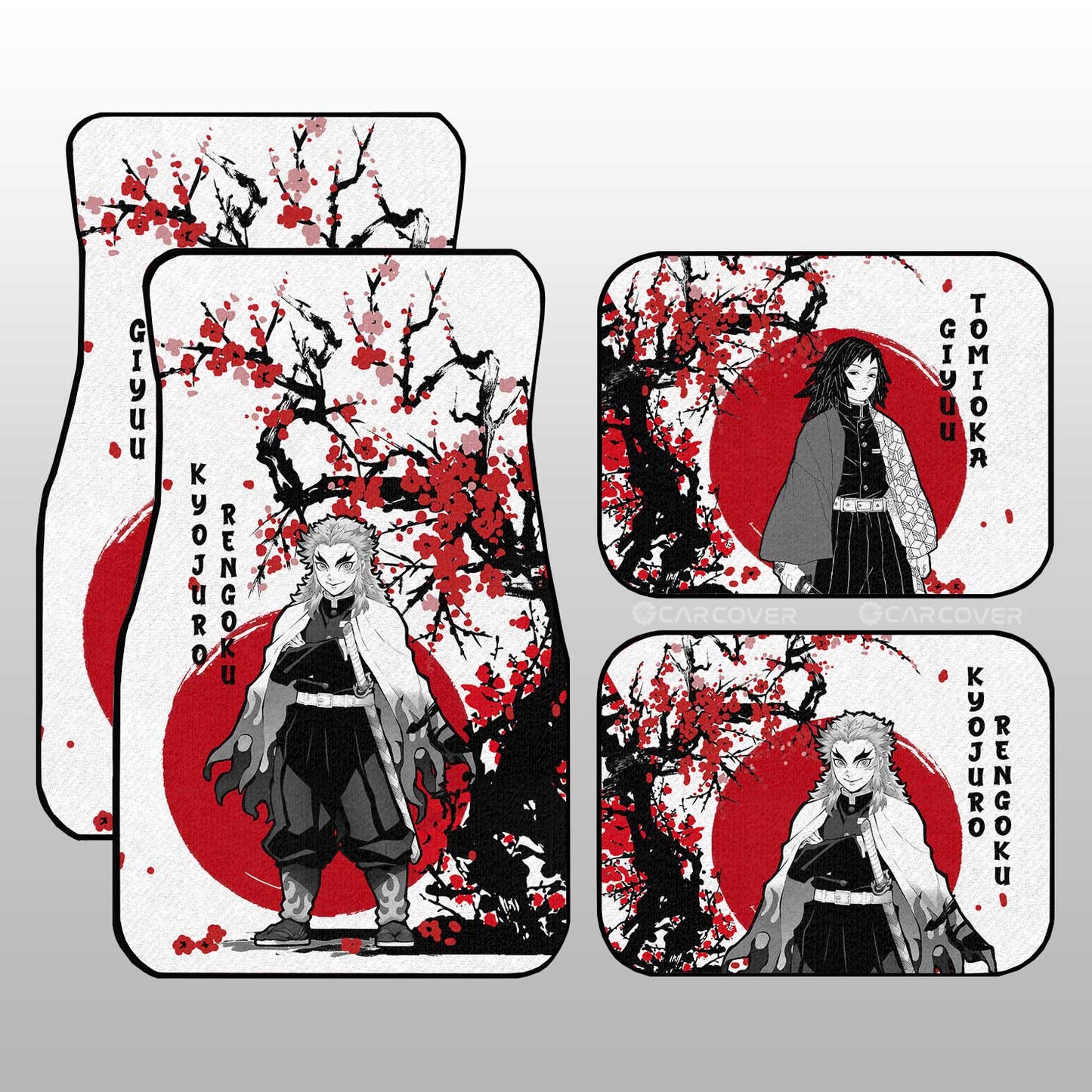 Rengoku And Giyuu Car Floor Mats Custom Japan Style Demon Slayer Anime Car Interior Accessories