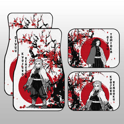 Rengoku And Giyuu Car Floor Mats Custom Japan Style Demon Slayer Anime Car Interior Accessories