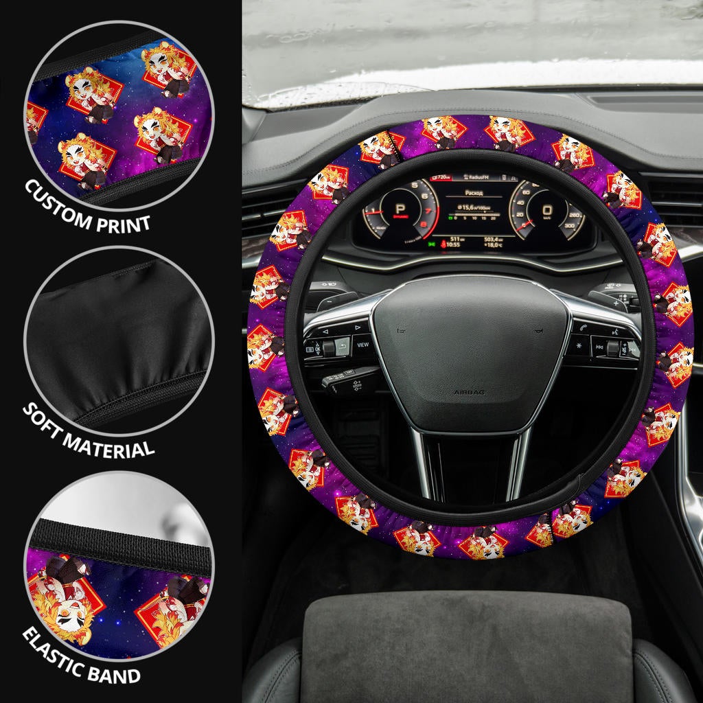 Rengoku Kyojuro Demon Slayer Anime Premium Custom Car Steering Wheel Cover