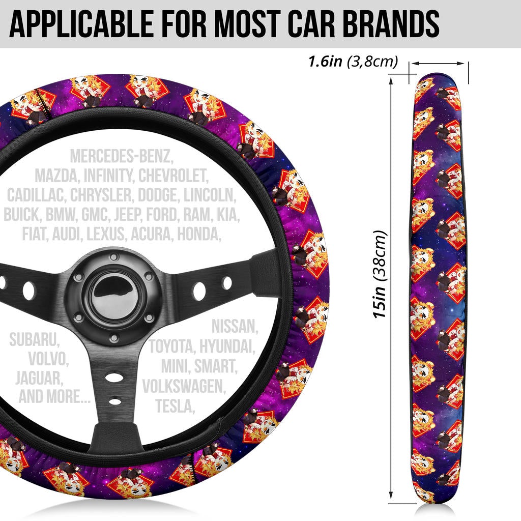 Rengoku Kyojuro Demon Slayer Anime Premium Custom Car Steering Wheel Cover