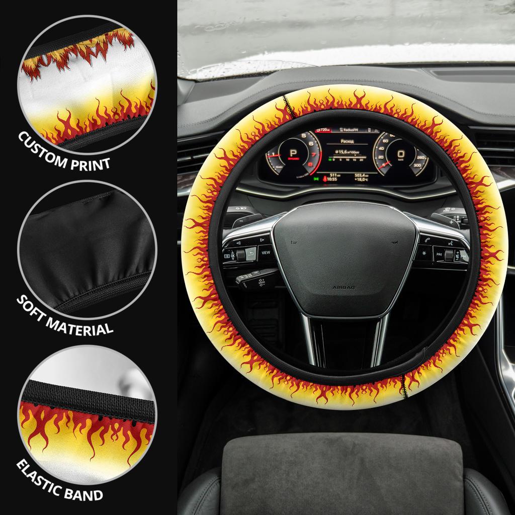 Rengoku Kyoxjuror Demon Slayer Anime Car Steering Wheel Cover 1