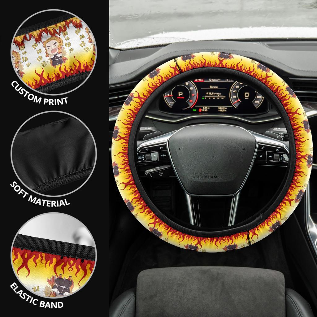 Rengoku Kyoxjuror Demon Slayer Anime Car Steering Wheel Cover 3