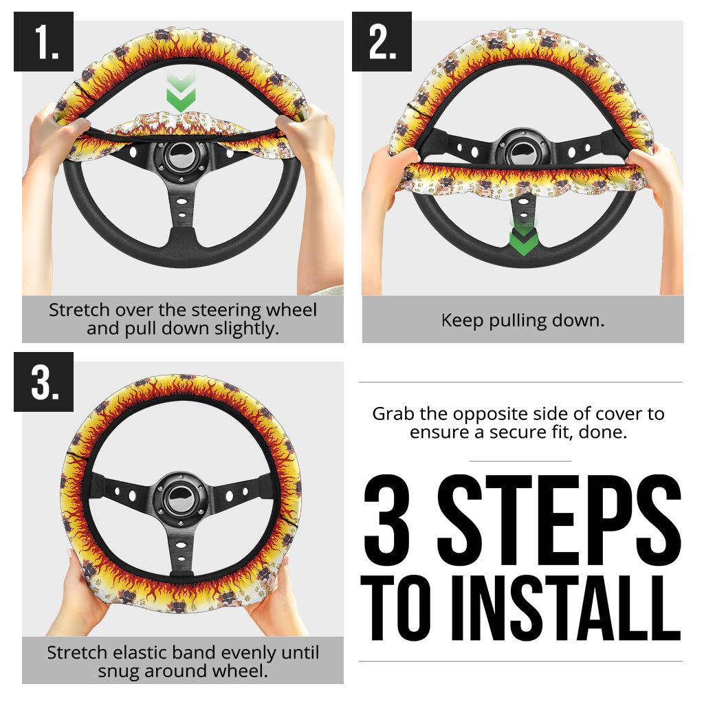 Rengoku Kyoxjuror Demon Slayer Anime Car Steering Wheel Cover 3