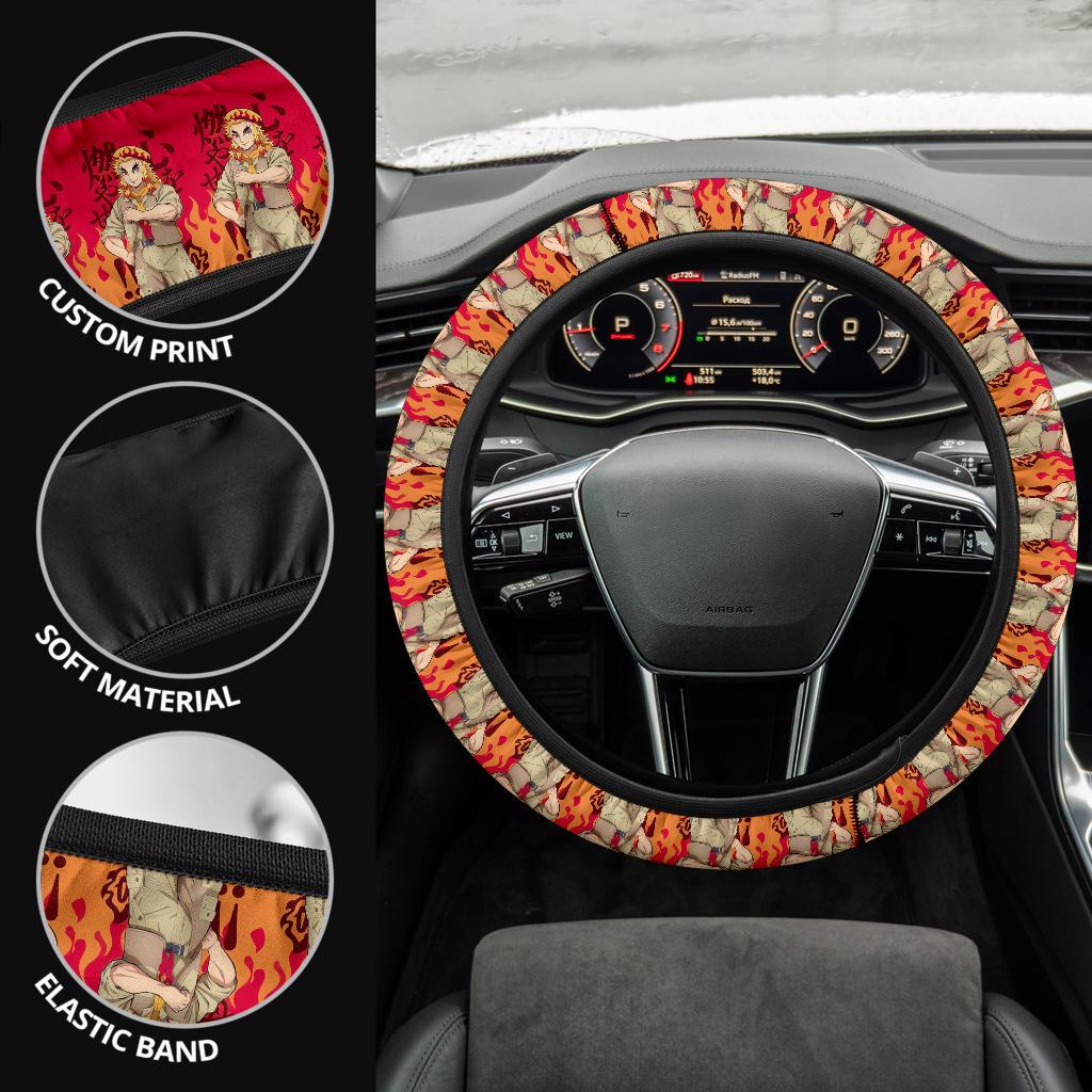 Rengoku Kyoxjuror Demon Slayer Anime Car Steering Wheel Cover 5