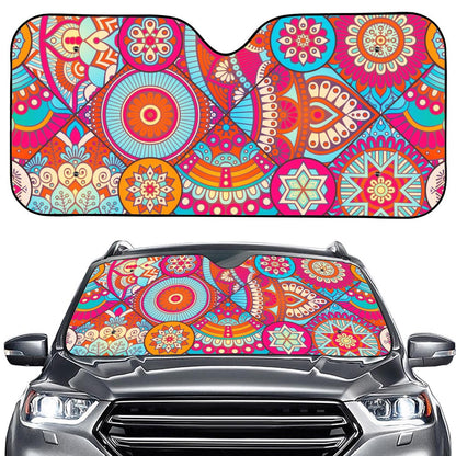 Retro Bohemian Mandala Pattern Print Car Windshield Sun Shade