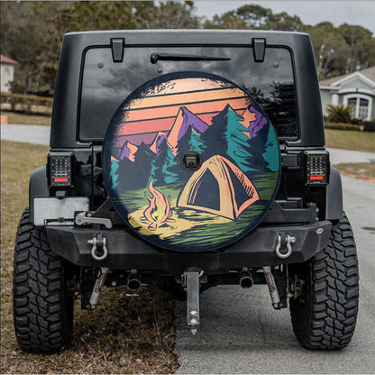 Retro Camping Site Car Spare Tire Cover