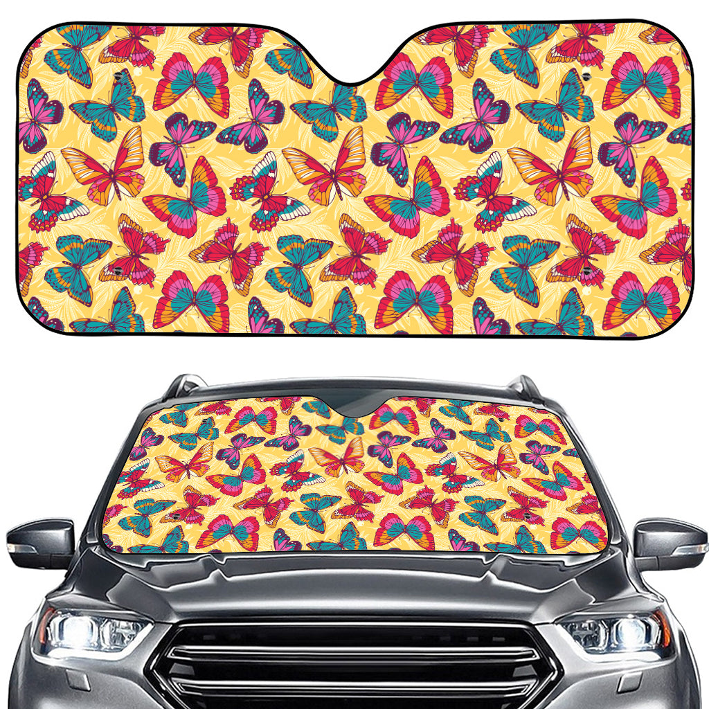 Retro Colorful Butterfly Pattern Print Car Windshield Sun Shade