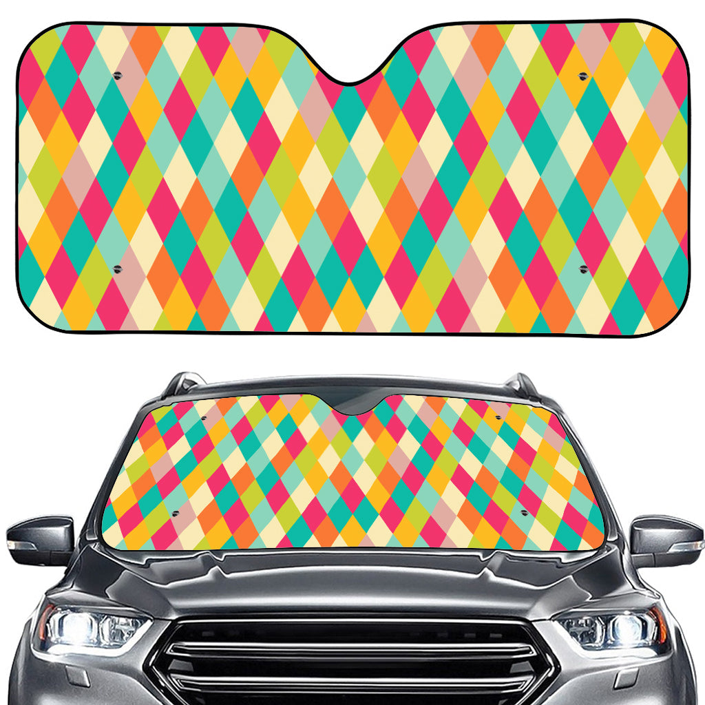 Retro Harlequin Pattern Print Car Windshield Sun Shade