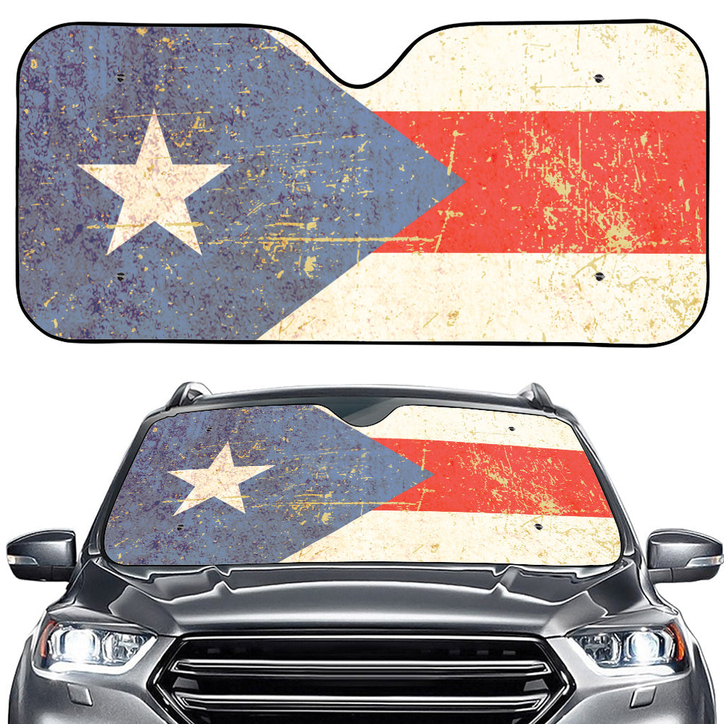 Retro Puerto Rican Flag Print Car Windshield Sun Shade