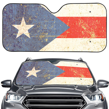 Retro Puerto Rican Flag Print Car Windshield Sun Shade
