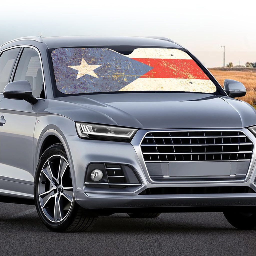 Retro Puerto Rican Flag Print Car Windshield Sun Shade