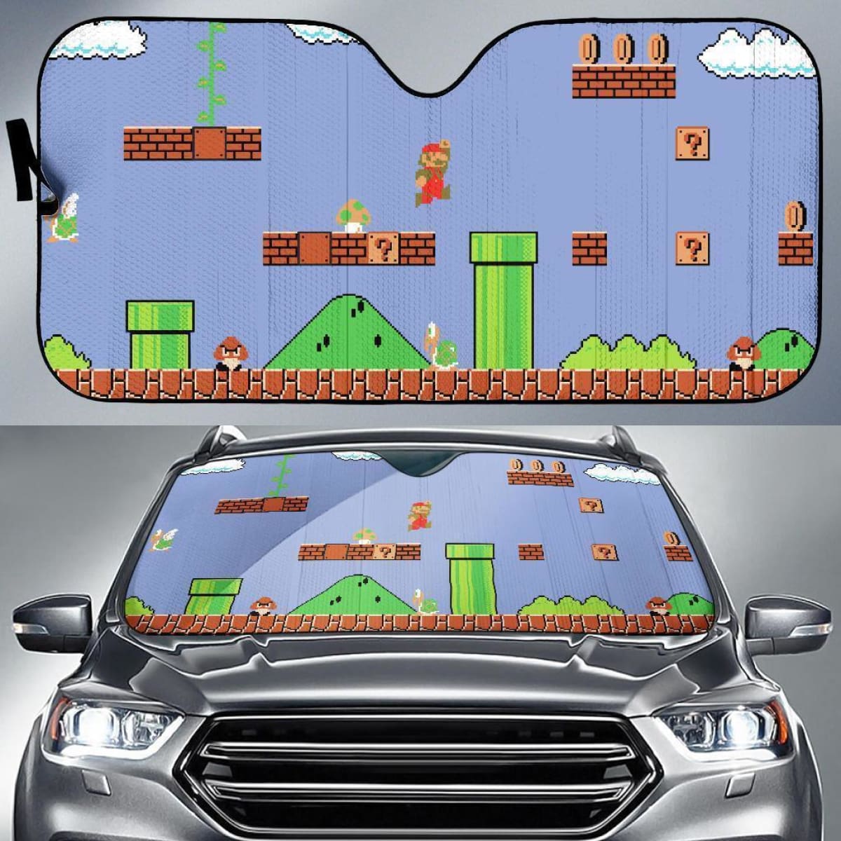 Retro Super Mario Xi Mural Auto Sun Shades Mn05 Universal Fit 111204