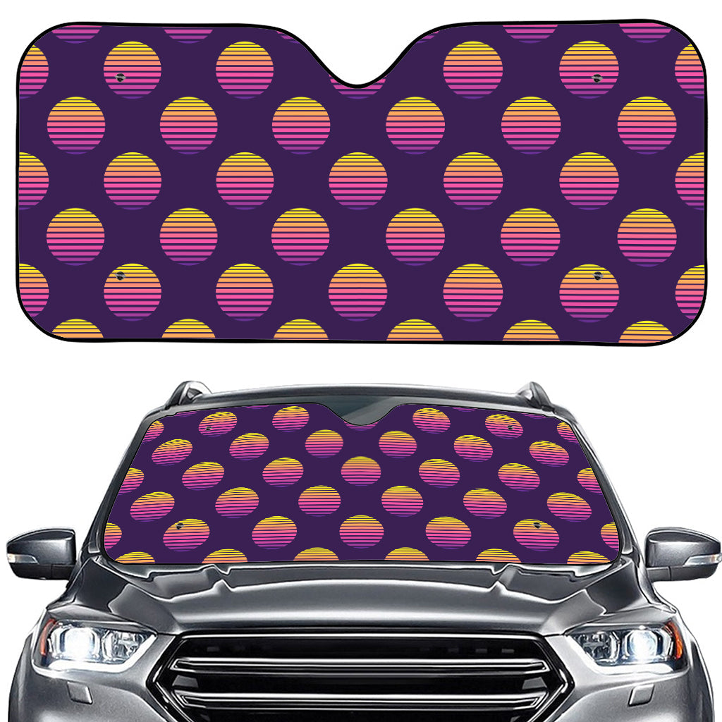 Retrowave Sunset Pattern Print Car Windshield Sun Shade