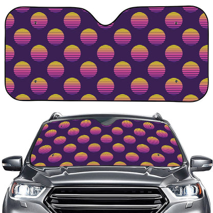 Retrowave Sunset Pattern Print Car Windshield Sun Shade