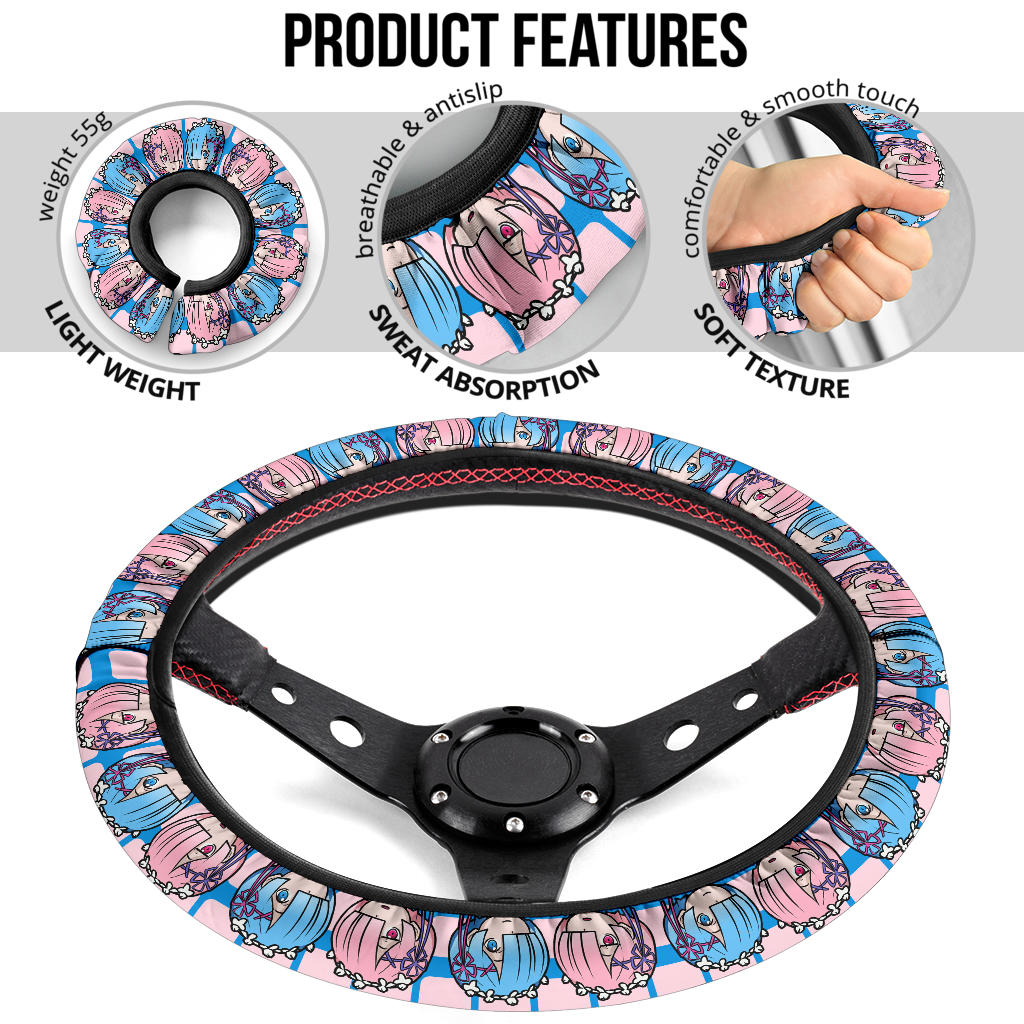 Rezero Rem Ram Premium Custom Car Steering Wheel Cover