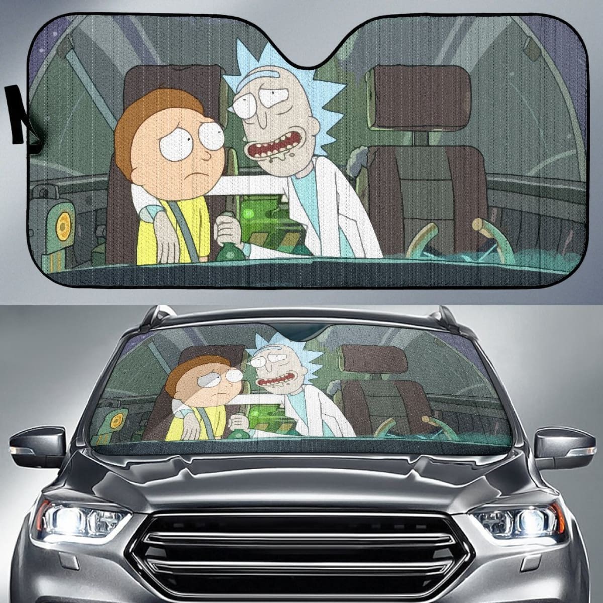 Rick And Morty Art Car Sun Shades Cartoon Fan Gift Universal Fit 210212