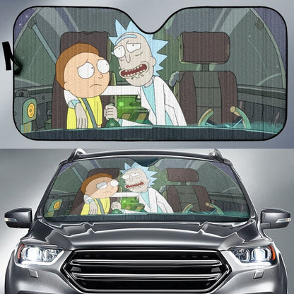 Rick And Morty Art Car Sun Shades Cartoon Fan Gift Universal Fit 210212