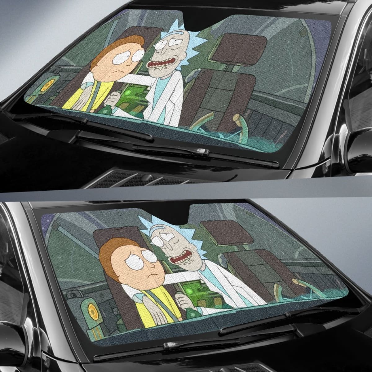 Rick And Morty Art Car Sun Shades Cartoon Fan Gift Universal Fit 210212