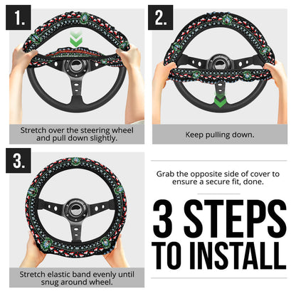 Rick And Morty Christmas Premium Custom Car Steering Wheel Cover
