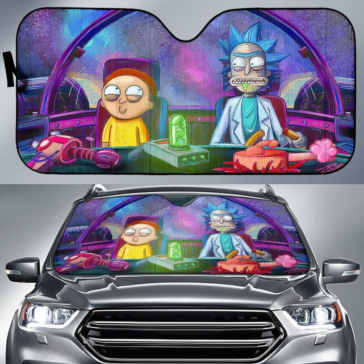 Rick And Morty In Space Car Sun Shades Cartoon H033120 Universal Fit 225311